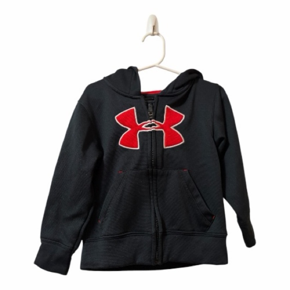 Under Armour Kids Black Zip-Up Hoodie with Red Logo